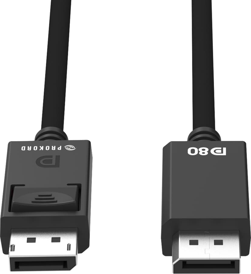 Prokord DisplayPort 2.1-kabel DP80 – 80 Gbps, 16K, HDR10+ 1m. DisplayPort DisplayPort Sort