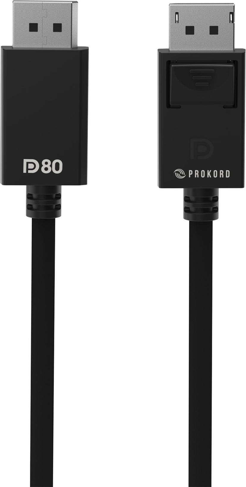 Prokord DisplayPort 2.1-kabel DP80 – 80 Gbps, 16K, HDR10+ 1m DisplayPort DisplayPort Svart