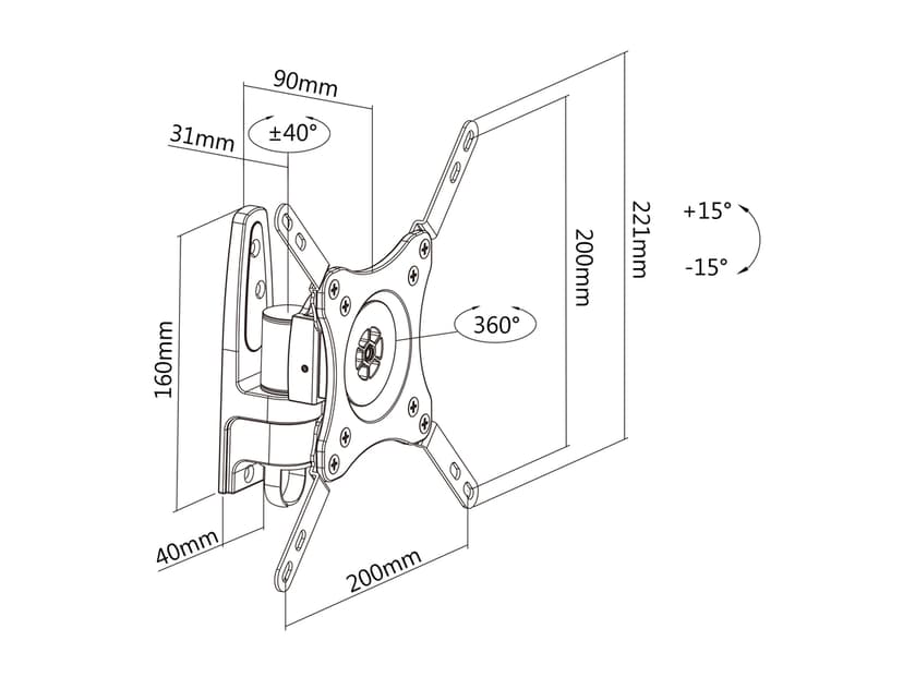 Multibrackets VESA Flexarm In 360 Black 15-40"