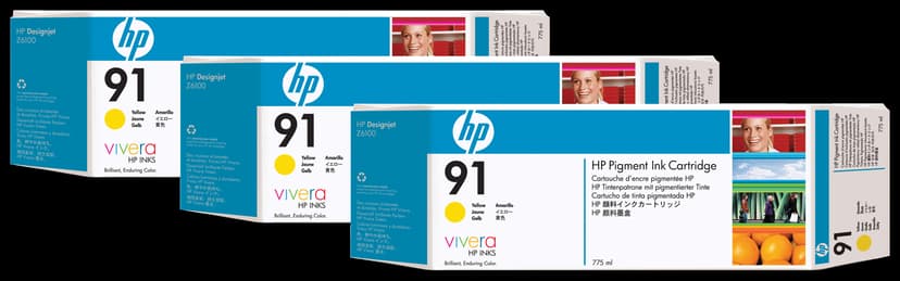 HP Blekk Gul No.91 - Z6100 775ml 3-PACK