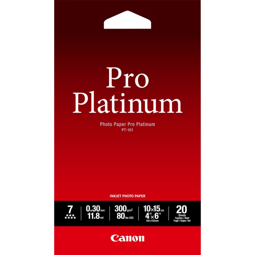 Canon Papir Photo PRO Platinum PT-101 10X15cm 20-Ark 300g
