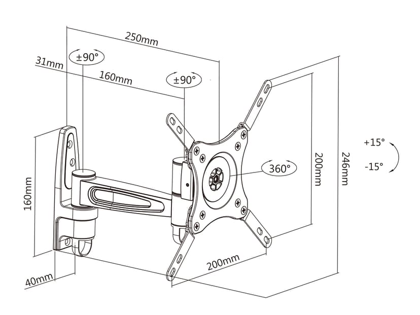Multibrackets m VESA Flexarm 360 Ii