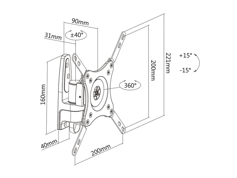 Multibrackets VESA Flexarm In 360 Silver 15-40"
