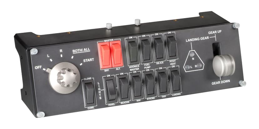 Logitech Pro Flight Switch Panel Hopea, Musta, Punainen