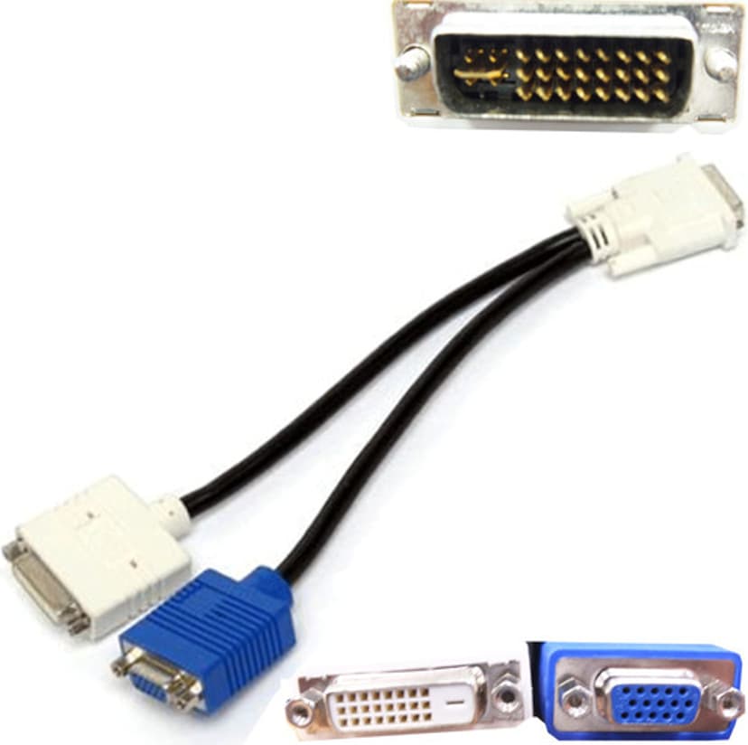 Dell DVI-I To DVI-D - Wu329 DVI-I DVI, VGA Blå, Hvid, Sort