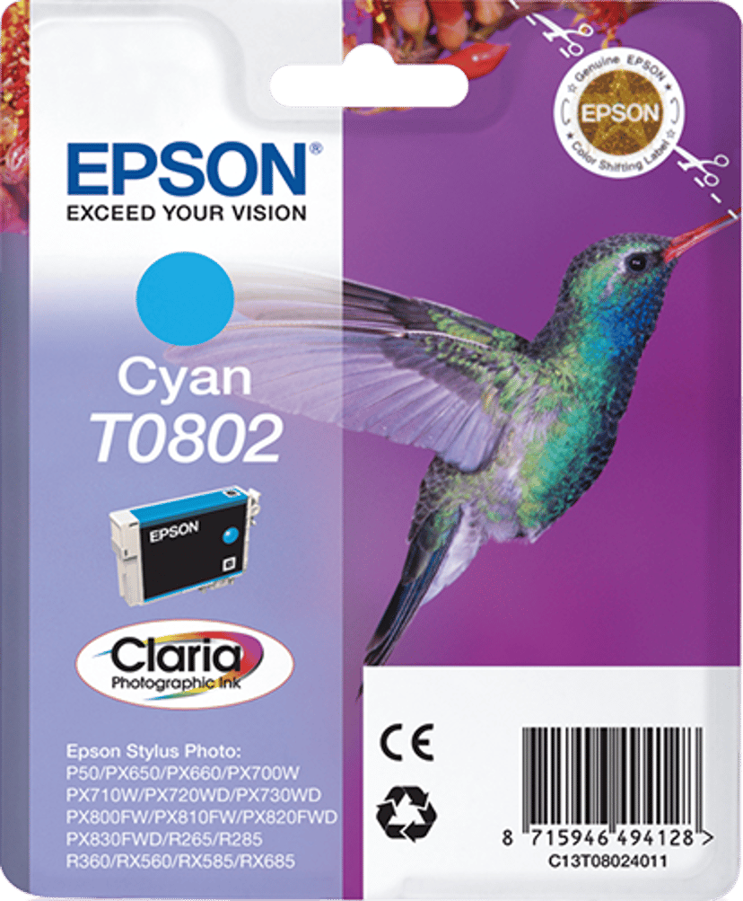 Epson Muste Syaani T0802 - R265/360/RX560