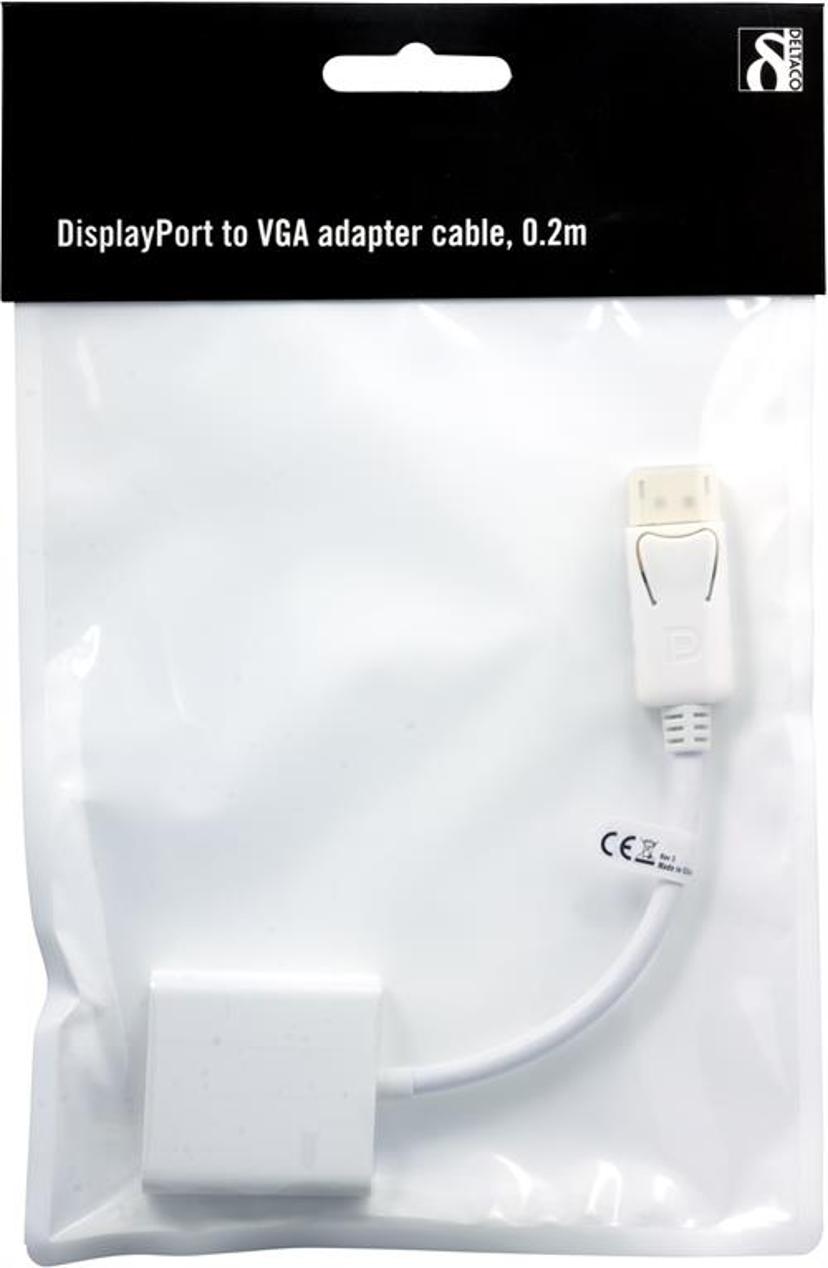 Deltaco Adapter 0.2m DisplayPort VGA Hvit