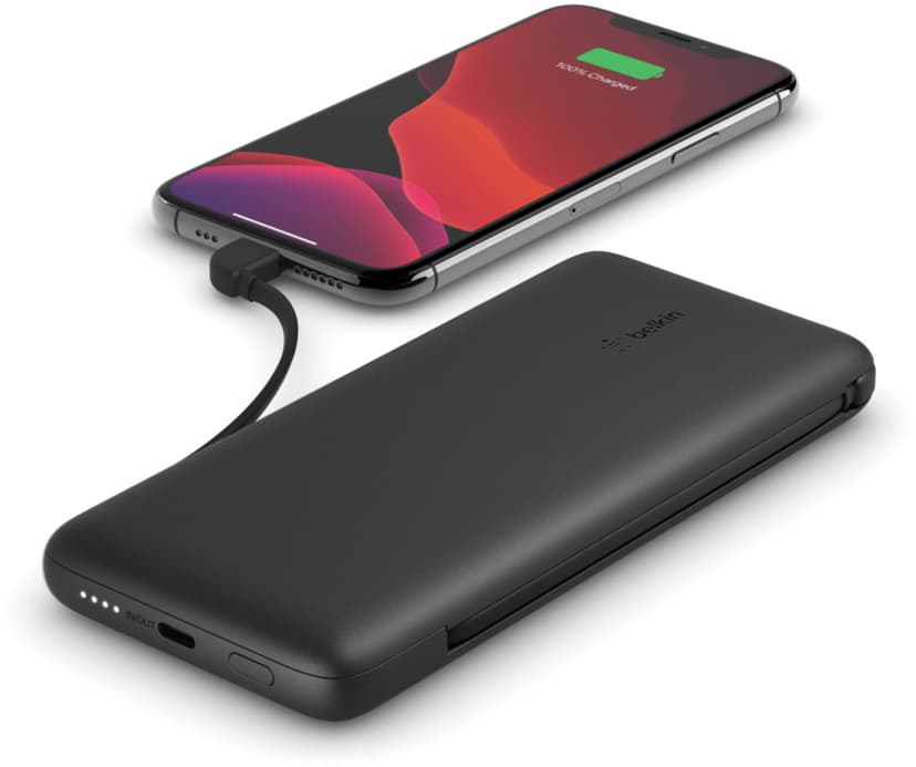Belkin Powerbank USB-C PD With Integrated Cables 10000mAh Zwart