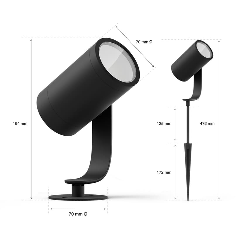 Philips Hue Lily Utomhus Spot Utbyggnadskit Color