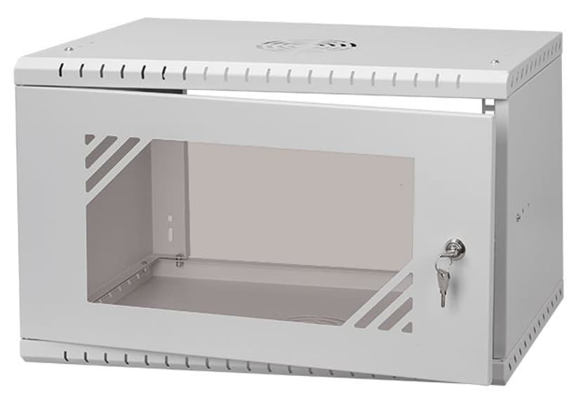 Direktronik Wall Rack 19" 6U 35cm Glass Door Grey
