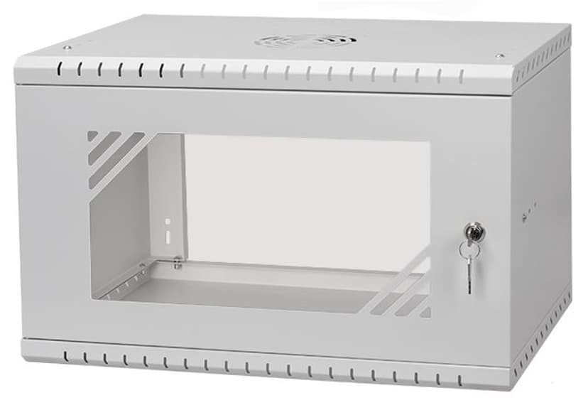 Direktronik Wall Rack 19" 6U 35cm Glass Door Grey