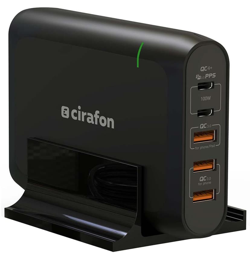 Cirafon Powerstation 96W USB-C+A PD/QC4+ Sort