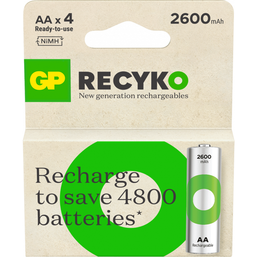 GP ReCyko AA-batteri 2600mAh 4-pak