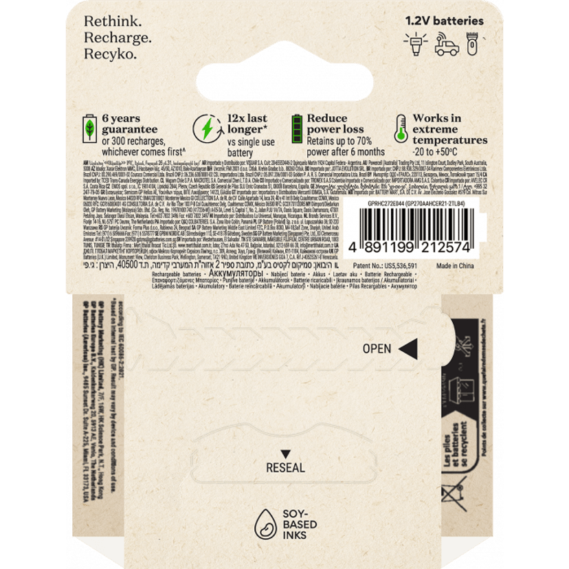 GP ReCyko AA-batteri 2600mAh 4-pack