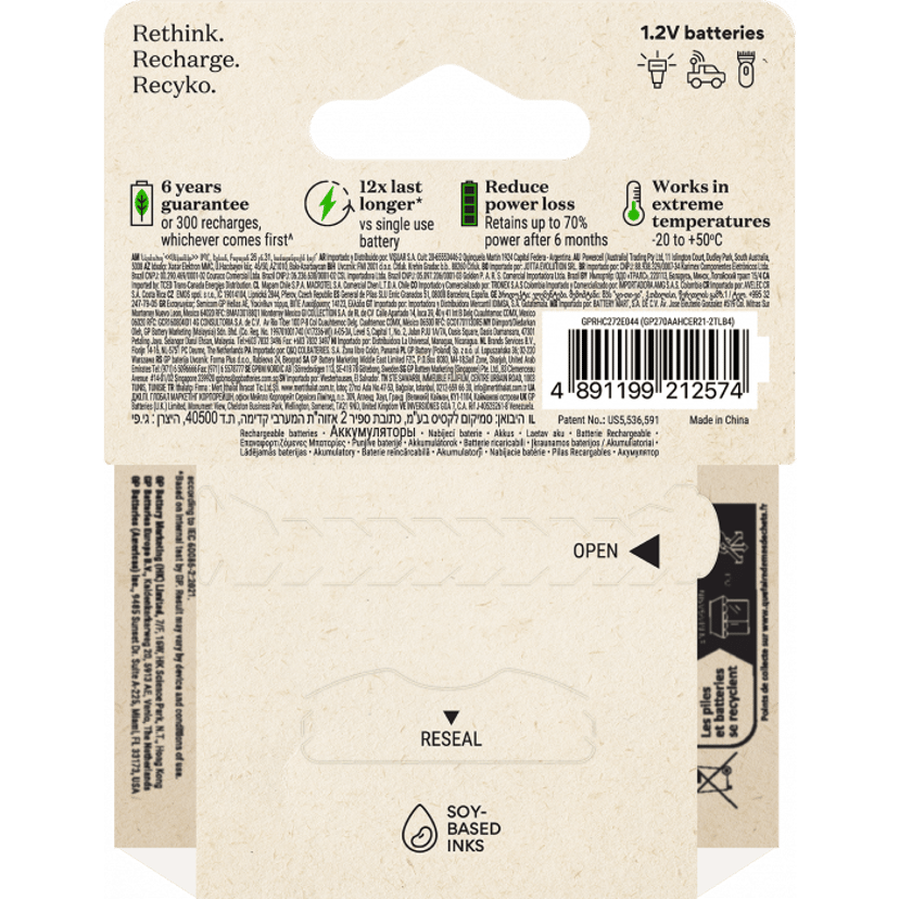 GP ReCyko AA-batteri 2600mAh 4-pak