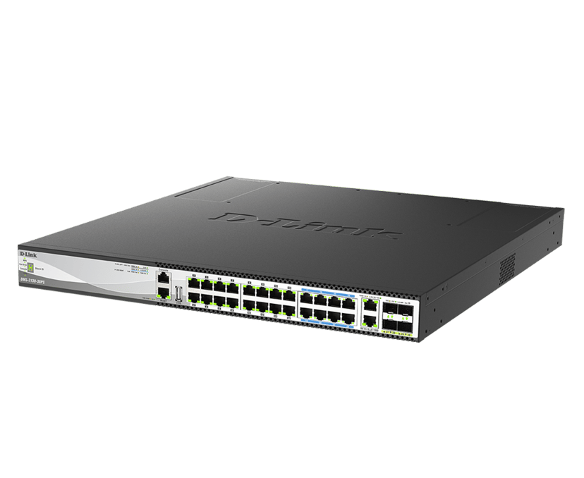 D-Link DMS-3130-30PS hanterad L3 10G Ethernet (100/1000/10000) Strömförsörjning via Ethernet (PoE) stöd Svart