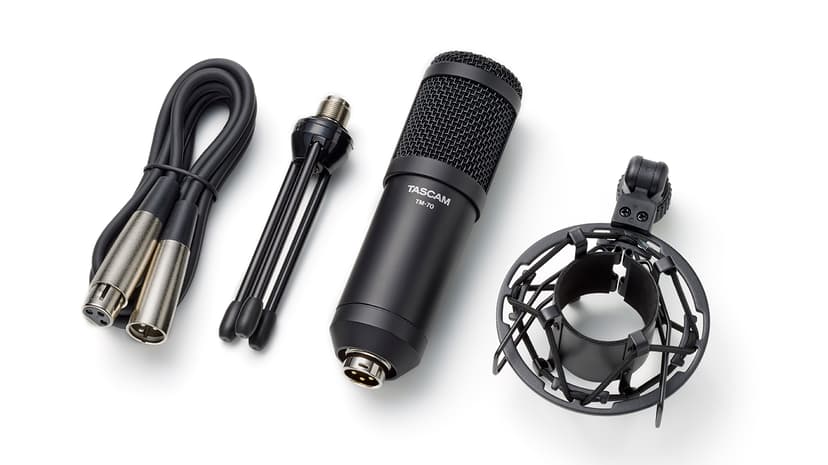 Tascam Dynamisk podcast-mikrofon med bordsstativ