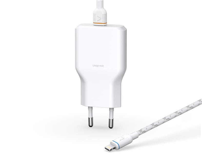 Unisynk Slim Wall Charger G3 36W + Lightning Cable 2m Vit