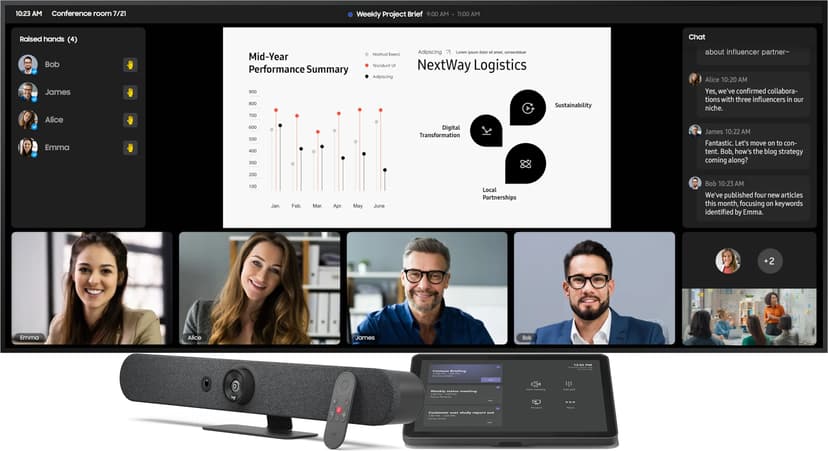 Samsung QP105D-5K + Logitech Rally Bar Mini + TAP IP EU 105" VA 500cd/m² 5120 × 2160pixels