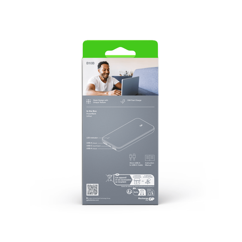 GP Powerbank Plus 10000mAh Kremfarge 10000mAh Krem