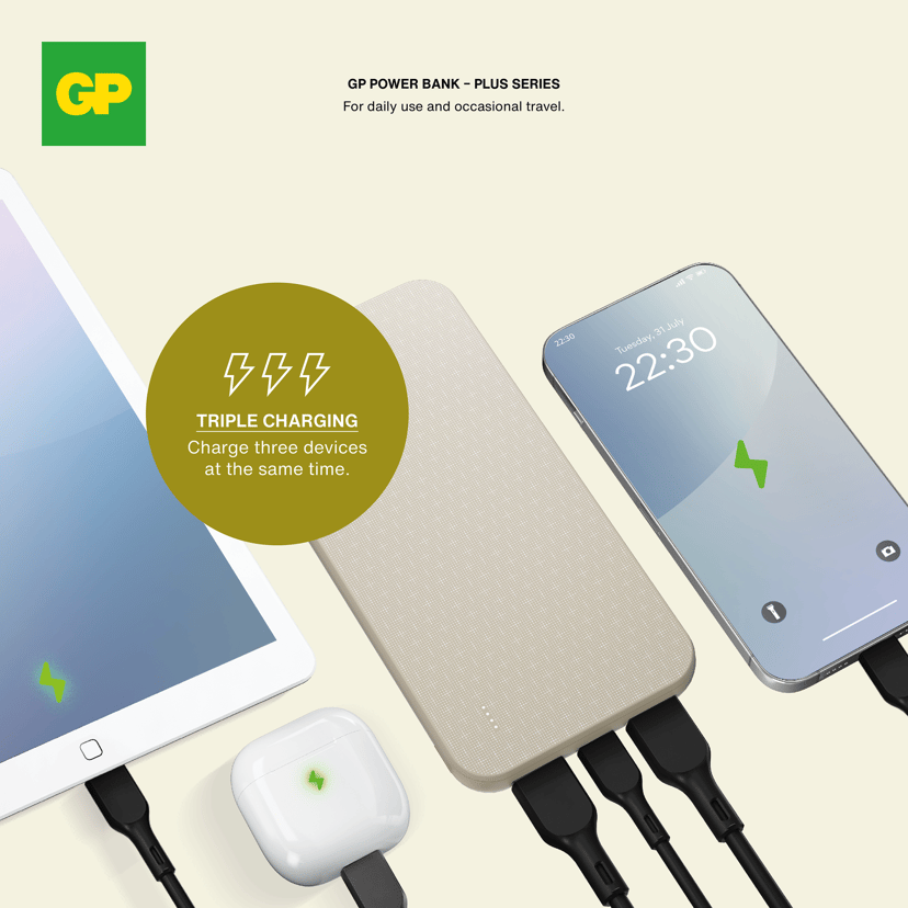 GP Powerbank Plus 10000mAh Cream 10000mAh Gräddfärgad