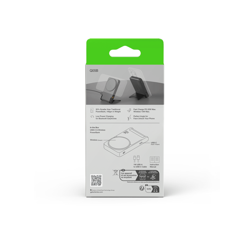 GP Magnetic Safe 2-in-1 Trådlös Powerbank 5000mAh 5000mAh Antracitgrå