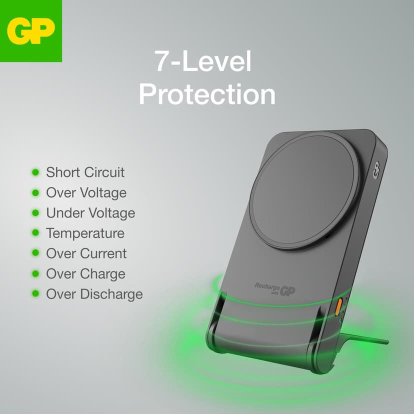 GP Magnetic Safe 2-in-1 Trådlös Powerbank 5000mAh 5000mAh Antracitgrå