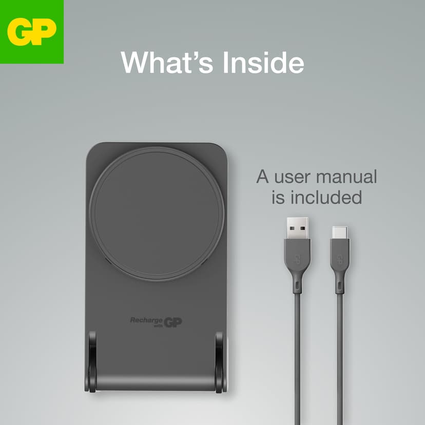 GP Magnetic Safe 2-in-1 Trådlös Powerbank 5000mAh 5000mAh Antracitgrå