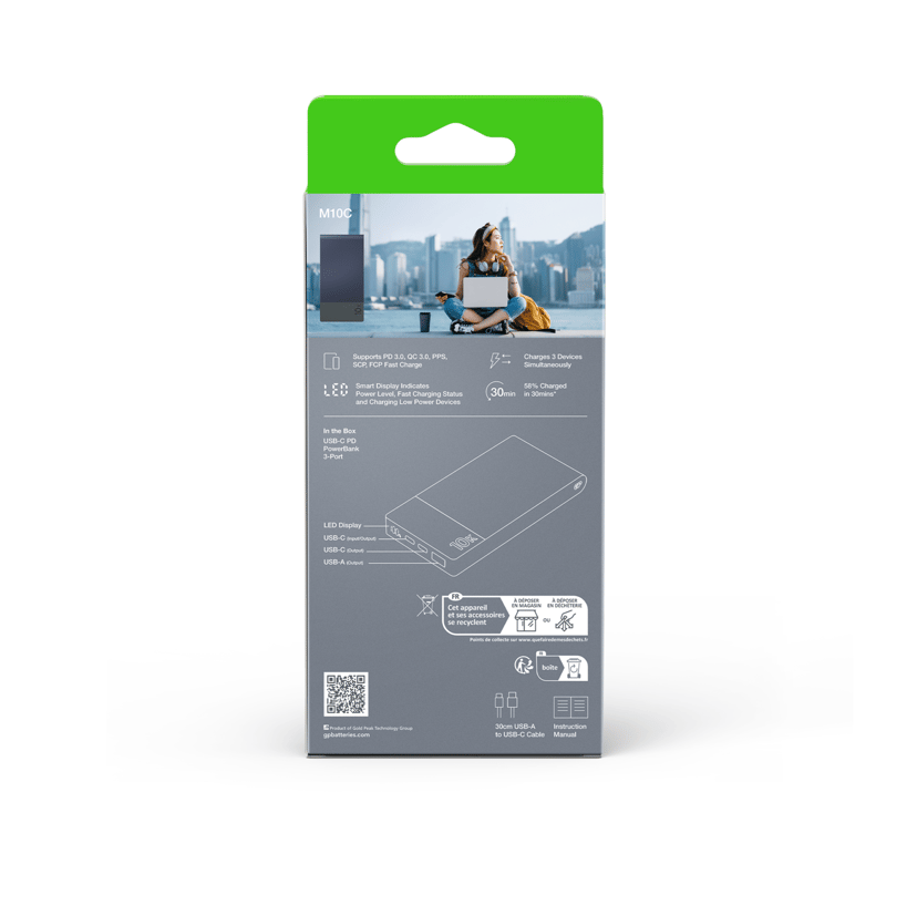 GP Powerbank M2+ 10000mAh, Sininen 10000mAh Sininen