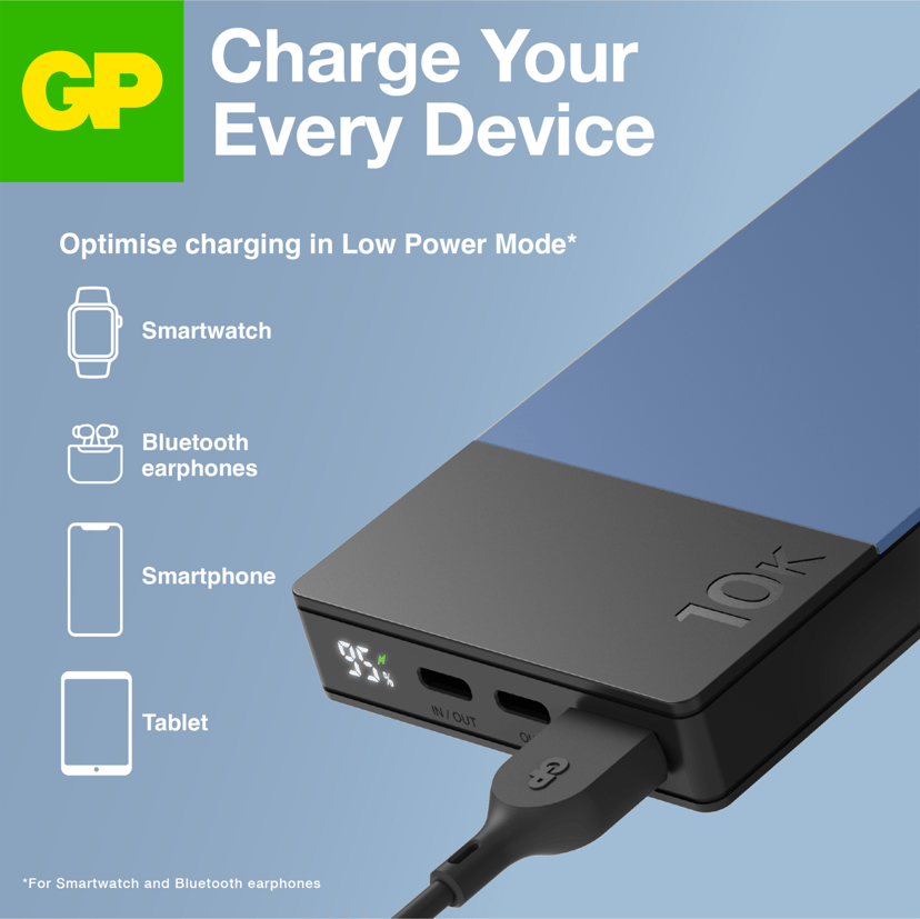 GP Powerbank M2+ 10000mAh, Sininen 10000mAh Sininen