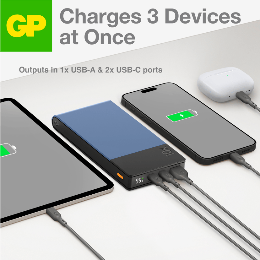GP Powerbank M2+ 10.000mAh Blå 10000mAh Blå