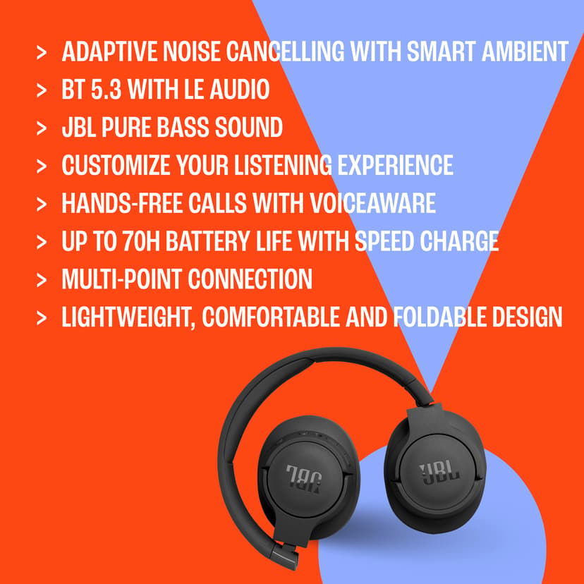 JBL Tune 770NC Stereo USB-C Valkoinen