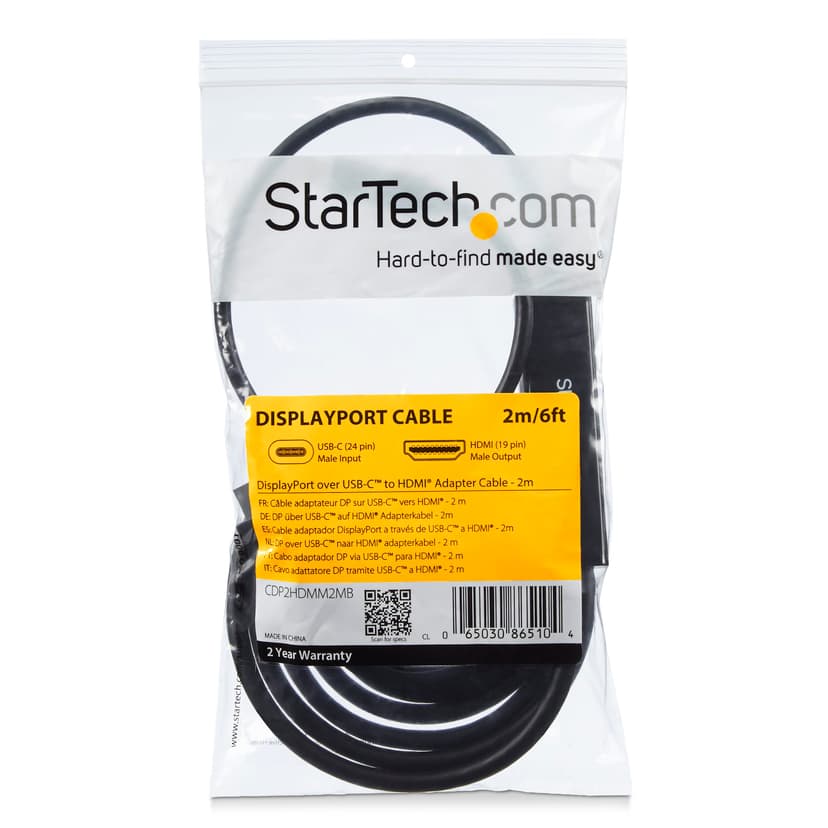 Startech USB-C to HDMI Adapter ekstern videoadapter 2m USB-C HDMI Svart