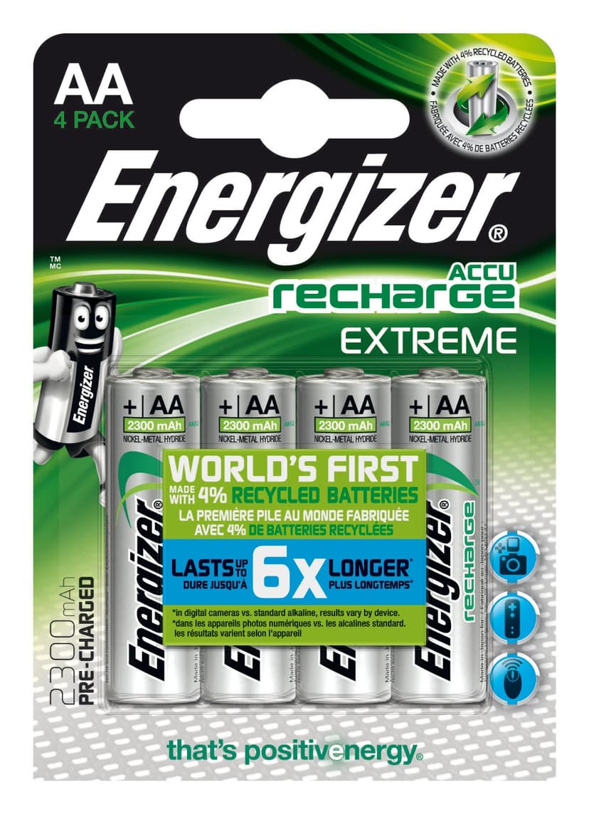 Energizer Batteri AA/LR6 Genopladelig NiMh 2300mAh 4-pak