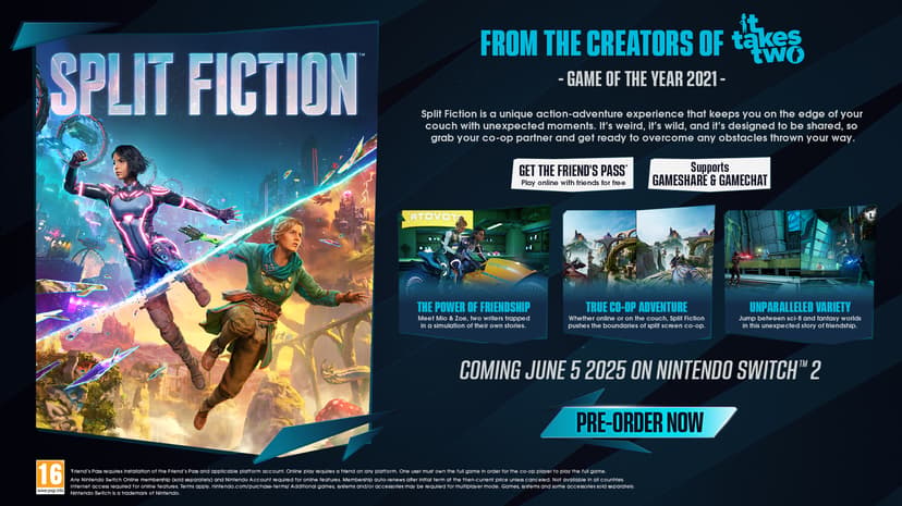 EA Games Electronic Arts Split Fiction, Nintendo Switch 2 Standard Flerspråkig