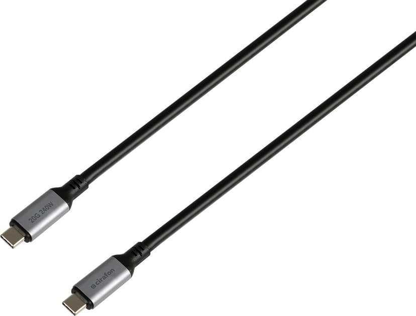 Cirafon USB-C-kabel USB4 240W 20Gbps DP1.4 – Til mødelokaler og dockingstationer 5m. USB C USB C Sort