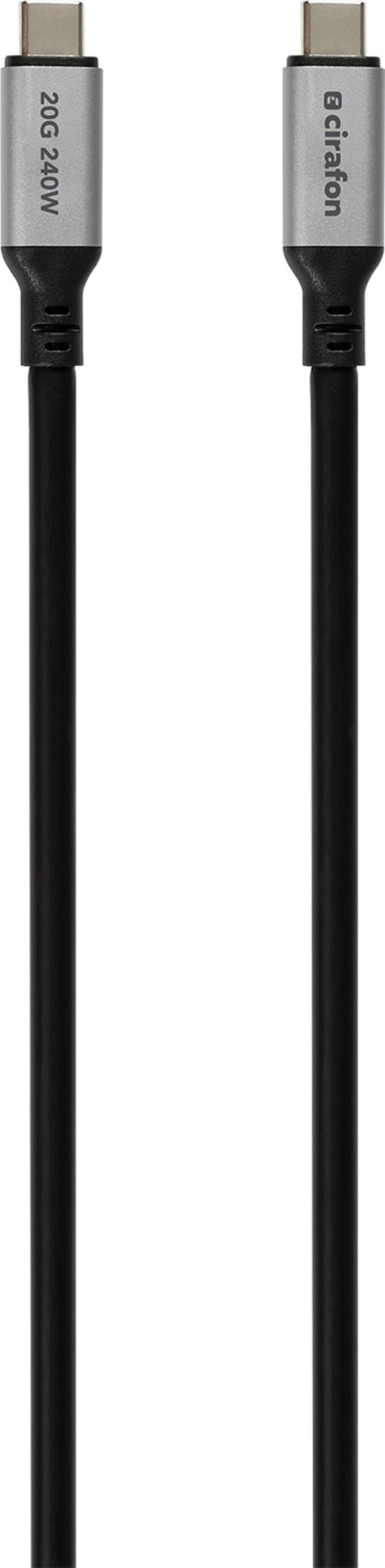 Cirafon USB-C-kabel USB4 240W 20Gbps DP1.4 – Til mødelokaler og dockingstationer 5m. USB C USB C Sort