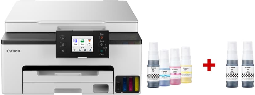 Canon Maxify Mega Tank GX1050 EB2 A4 MFP + 2 Ekstra Sorte Blækpatroner