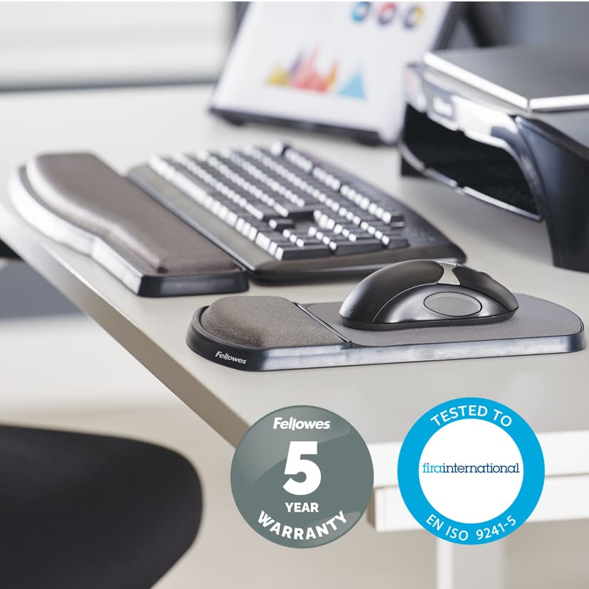 Fellowes Premium Geeli Säädettävä Rannelepuu, Musta