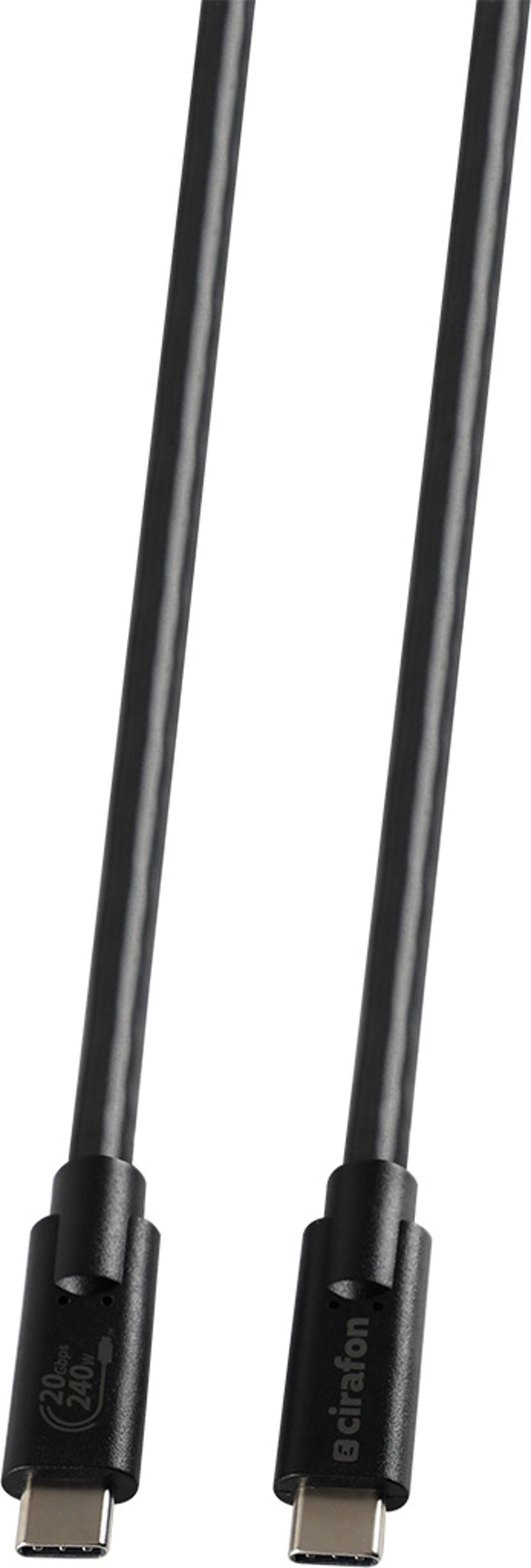 Cirafon USB-C–USB-C Silikonikaapeli – 240W, 20Gbps 3m Musta