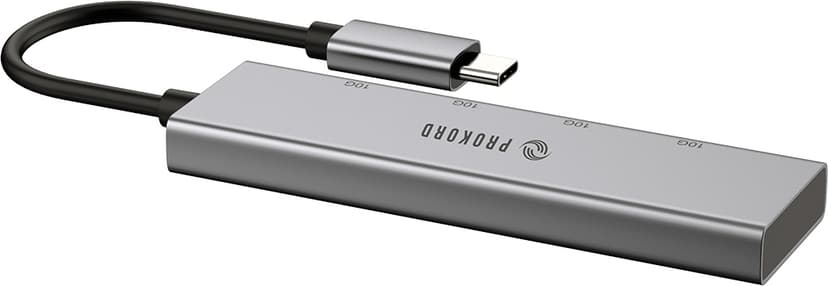 Prokord USB-C Hub 4-Port – Compact en krachtig voor zakelijk gebruik USB 3.2 Gen 2 (3.1 Gen 2) Type-C USB Type-C