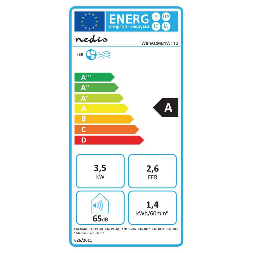 Nedis WIFIACMB1WT12 bærbart klimaanlegg 62 dB Hvit