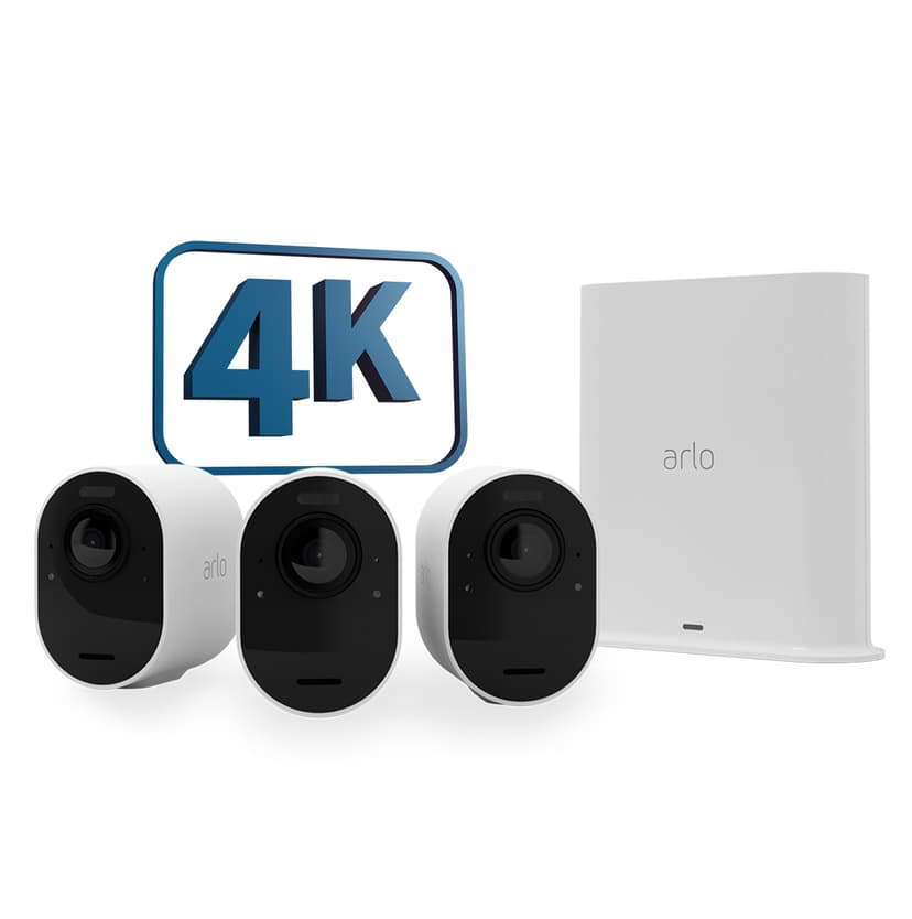 Arlo Ultra 2, langaton valvontaratkaisu, 3 kappaleen pakkaus, valkoinen