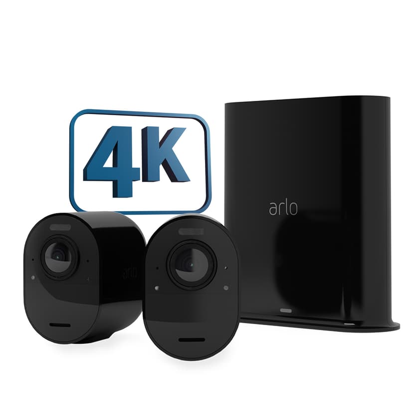 Arlo Ultra 2, langaton valvontaratkaisu, 2 kappaleen pakkaus, Musta