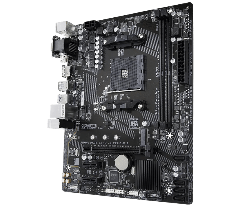 Gigabyte A320M-S2H AM4 Micro-ATX Moderkort