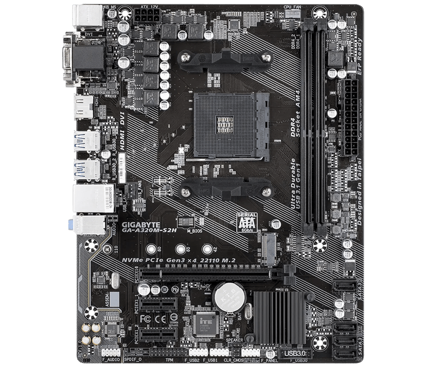 Gigabyte A320M-S2H AM4 Micro-ATX Hovedkort