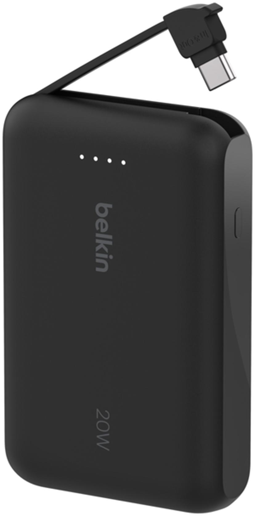 Belkin Powerbank PD 20W Integrated USB-C Cable 10000mAh Zwart