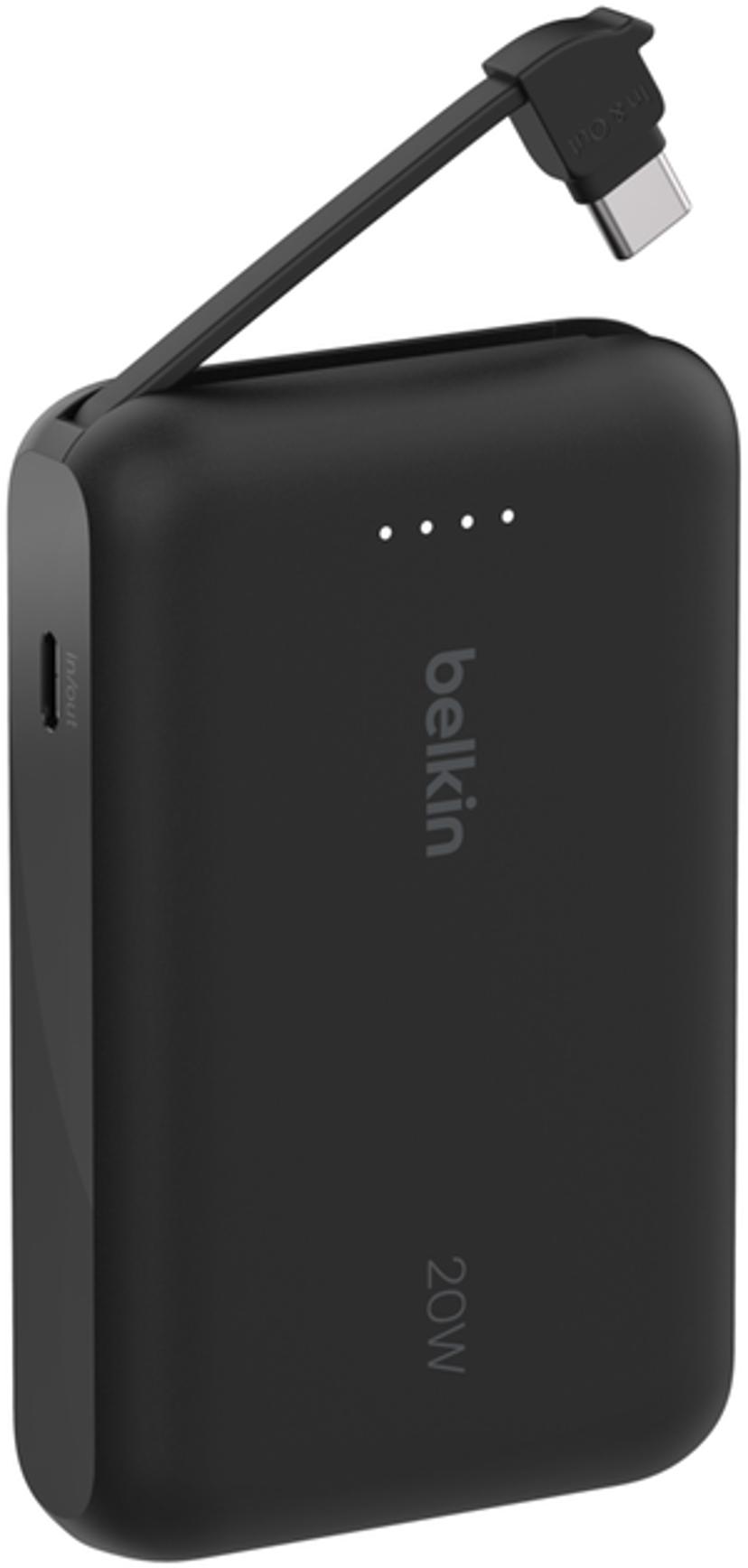 Belkin Powerbank PD 20W Integrated USB-C Cable 10000mAh Zwart