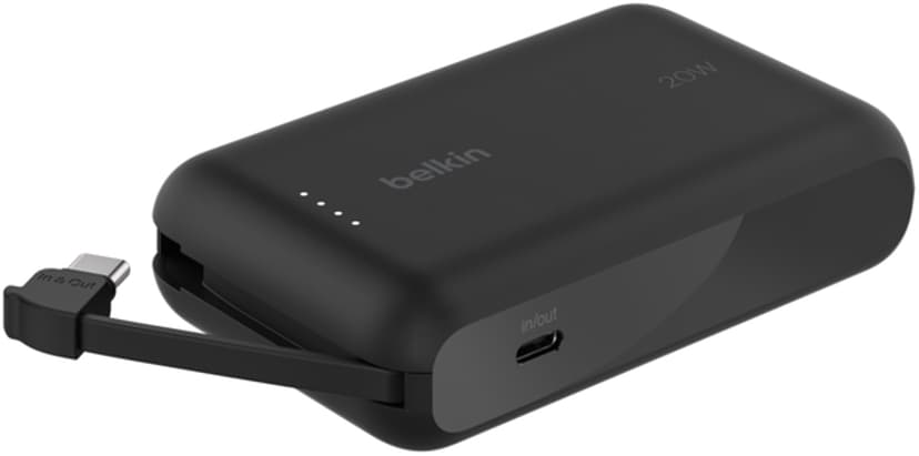 Belkin Powerbank PD 20W Integrated USB-C Cable 10000mAh Sort