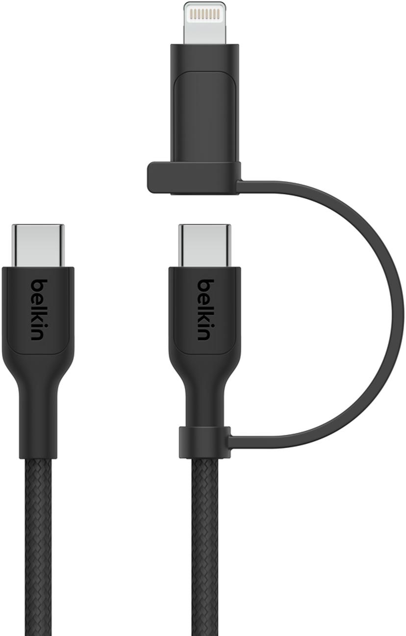 Belkin 2-in-1 USB-C and Lightning Cable 1.5m USB C USB C/Lightning Musta